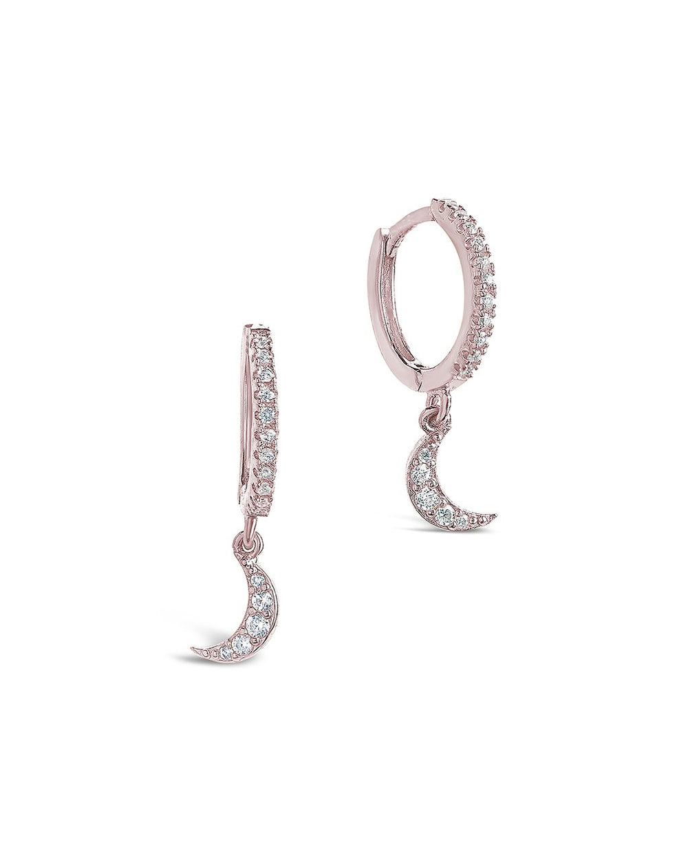Sterling Silver CZ Crescent Micro Hoops - Sterling Forever