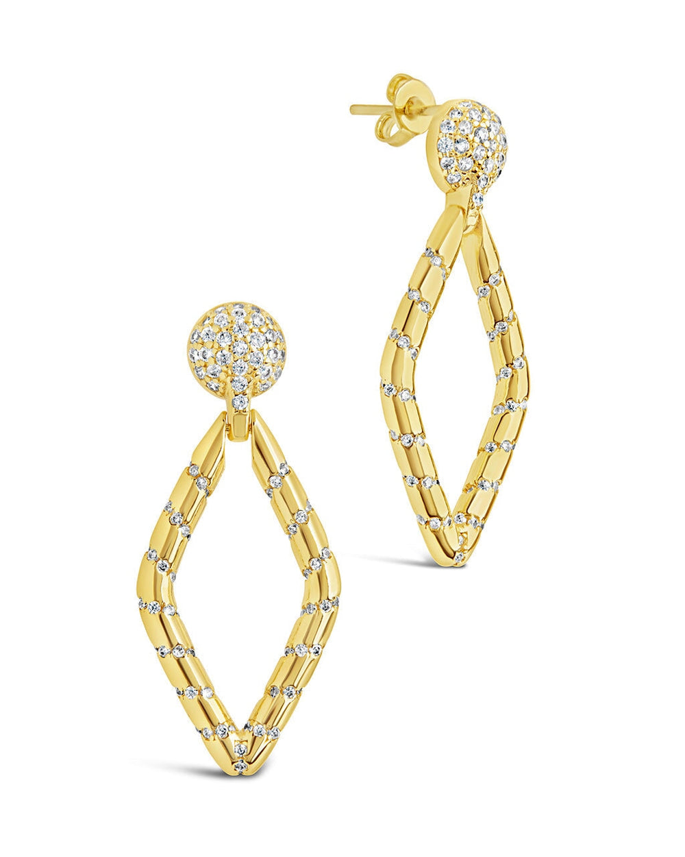 Geometric Diamond Drop Studs Earring Sterling Forever Gold 