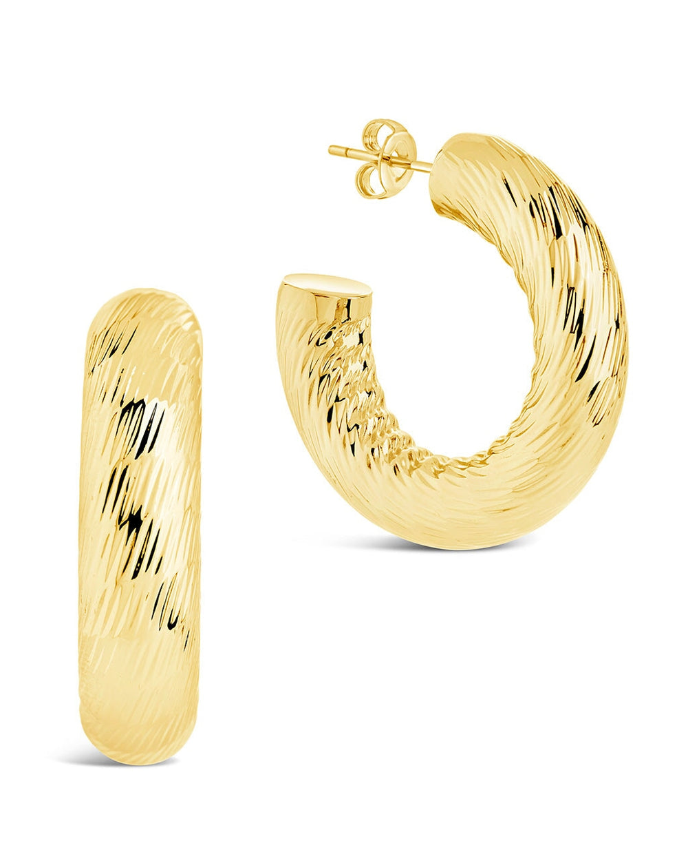 Pepper Textured Tube Hoops Earring Sterling Forever Gold 
