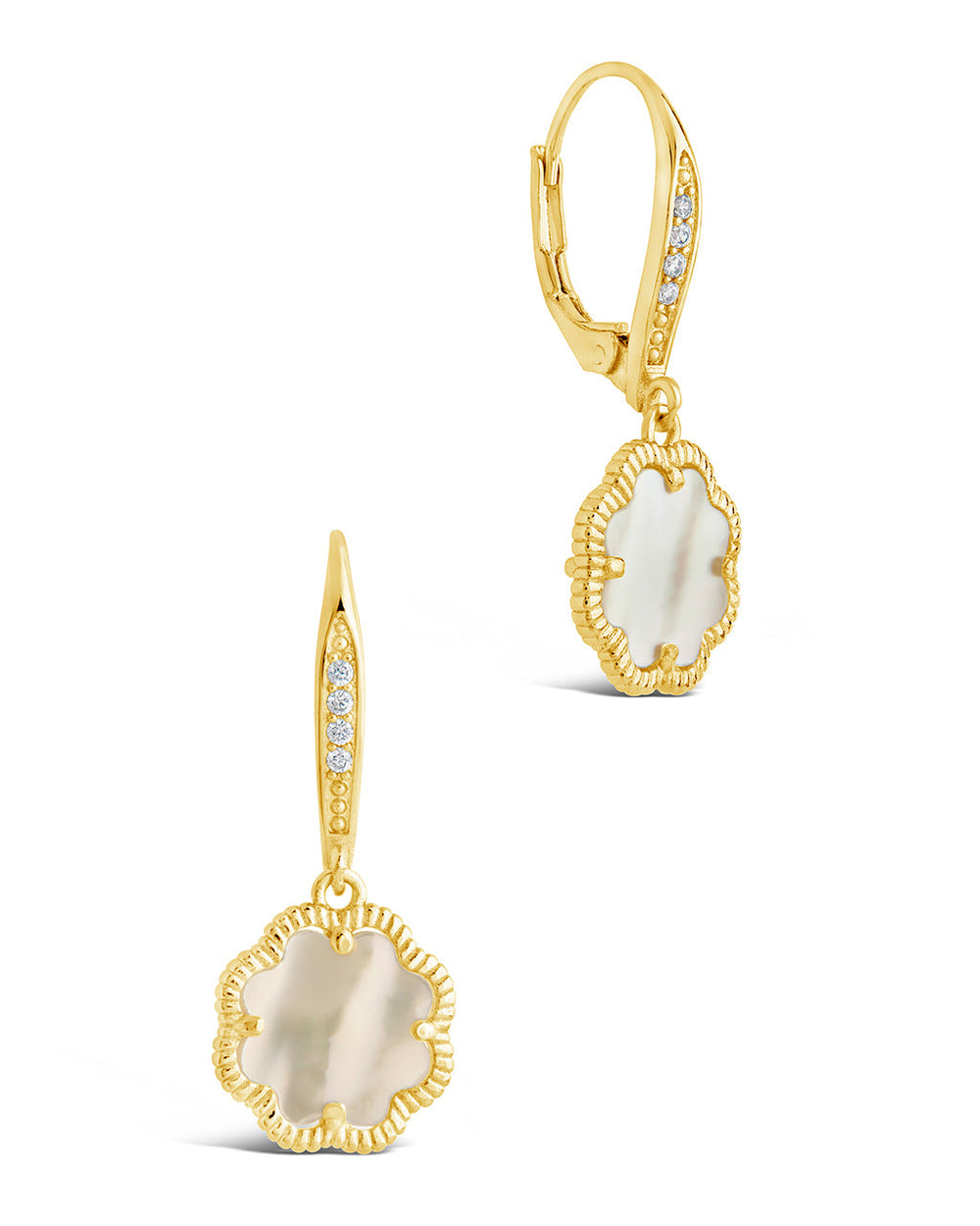 Rose Clover Short Drop Earrings Earring Sterling Forever Gold Mother of Pearl 