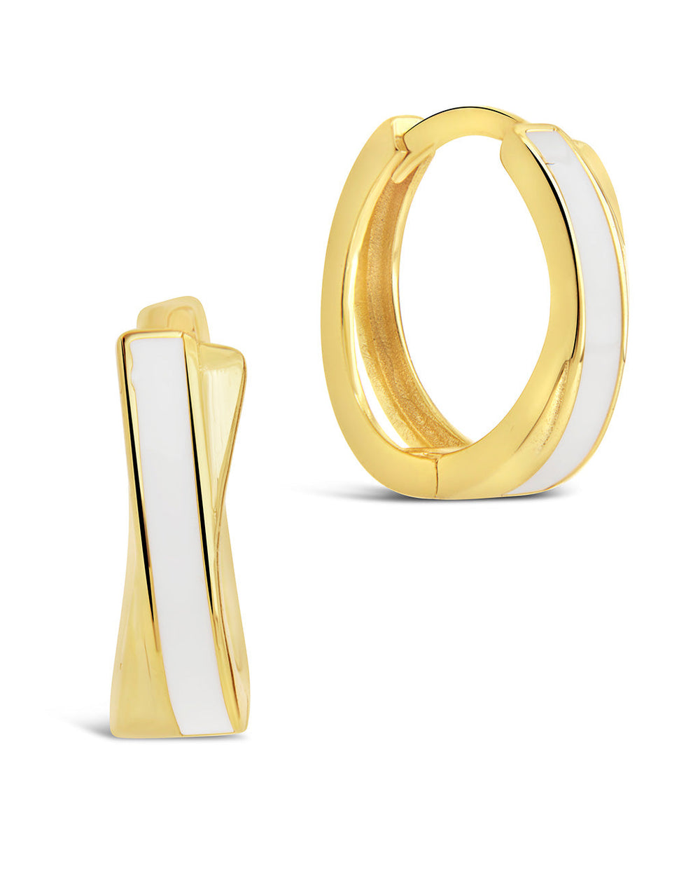 Sterling Silver Mother Of Pearl Huggie Hoops Earring Sterling Forever Gold