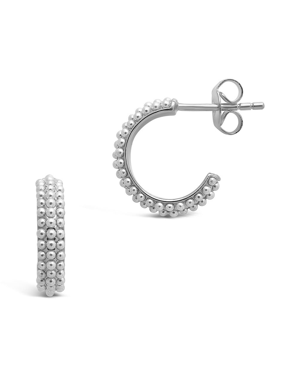 Sterling Silver Dainty Pearl Huggie Stud Hoops Earring Sterling Forever Silver 