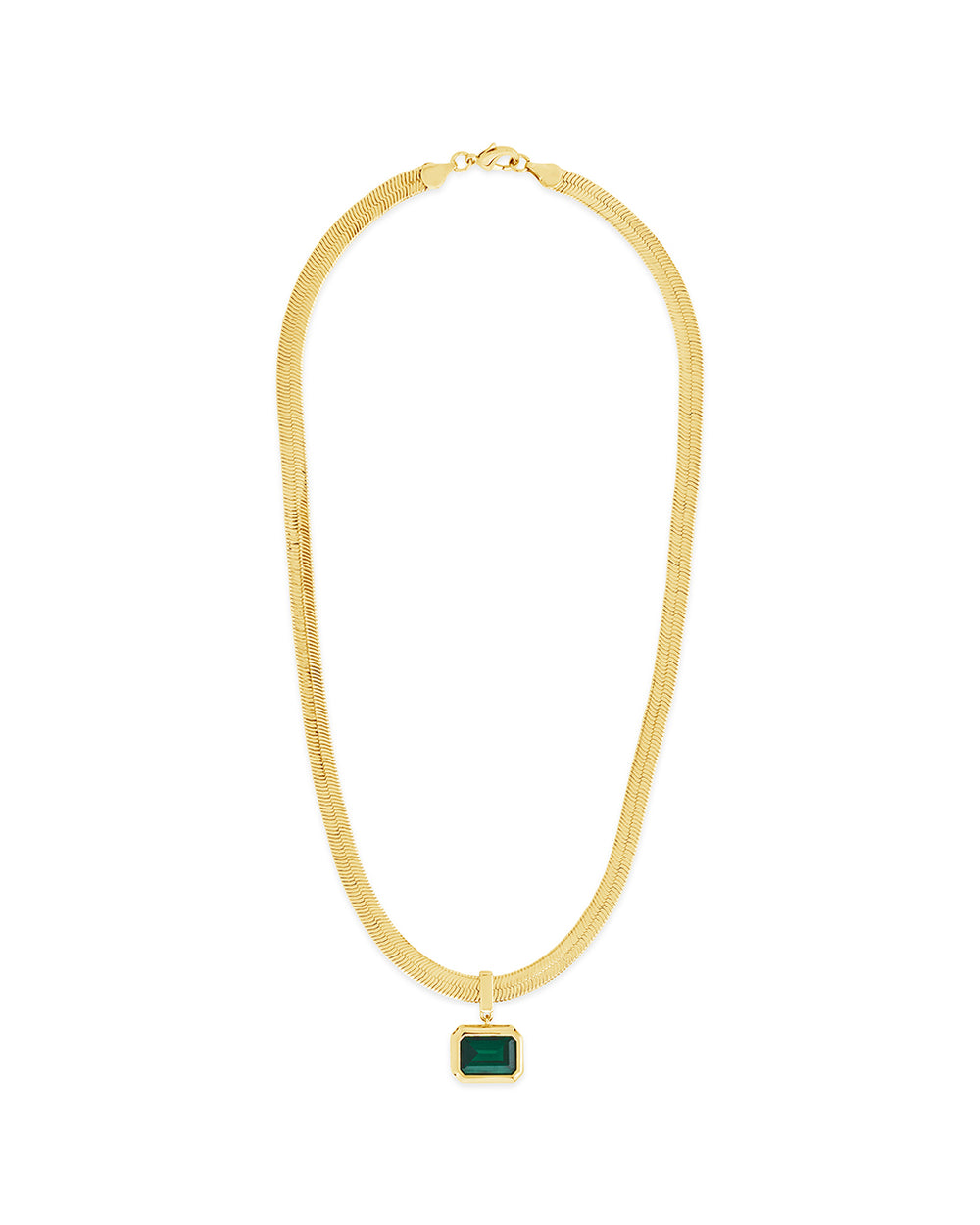 Calder CZ & Herringbone Pendant Necklace