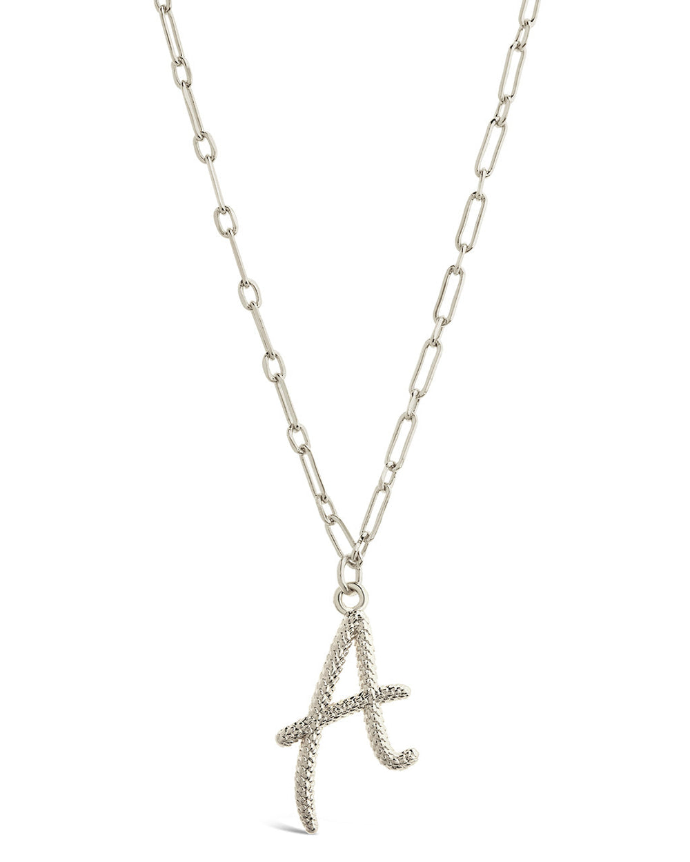 Textured Initial Charm Necklace Necklace Sterling Forever 